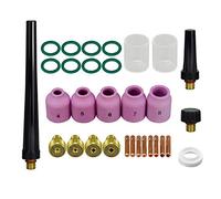 RIVERWELD Corps de Collet Diffuseur de Gaz TIG 45V 13N Coupes en Verre Transparent Buse en Quartz #10 Buses en Alumine Coupes en Céramique 53N série pour SR WP 9 20 25 Torche de Soudage 31pcs