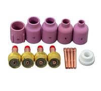 RIVERWELD Corps de Collet Diffuseur de Gaz TIG 45V116 45V64 995795 45V63 Jumbo Grand Diamètre Buses en Alumine Coupes en Céramique 57N 53N série pour SR WP 17 18 26 Torche de Soudage TIG 14pcs