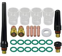 RIVERWELD Corps de Collet pour Diffuseur de Gaz Compact TIG 17GL116 10N23S 1,6mm Coupelles-Buses en Quartz Transparent #12 21.0mm pour QQ300 PTA DB SR WP 17 18 26 Torche de Soudage TIG