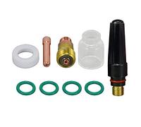 RIVERWELD Corps de Collet pour Diffuseur de Gaz Compact TIG 17GL116 10N23S 1,6mm Coupes en Verre Transparent Buse en Quartz #6 9,5mm 53N60 pour QQ300 SR WP 17 18 26 Torche de Soudage TIG 9pcs