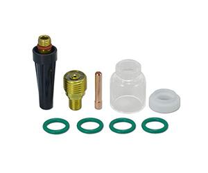 RIVERWELD Corps de Collet pour Diffuseur de Gaz TIG 45V43 13N22 1,6mm Coupes en Verre Transparent Buse en Quartz 53N60 6# 9,5mm 41V35 598882 pour SR WP 9 20 25 Torche de Soudage TIG 9pcs