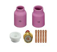 RIVERWELD Corps de Collet pour Diffuseur de Gaz TIG 45V64 10N24 2,4mm Jumbo Grand Diamètre Long Buses en Céramique D'alumine 53N87 12#, 53N88 10# pour SR WP 17 18 26 Torche de Soudage TIG 9pcs