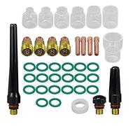 RIVERWELD Corps de Pince Compact pour Soudage TIG 17GL040 10N22S, 17GL116 10N23S, 17GL332 10N24S, 17GL18 10N25S, Coupelles-buses en quartz transparent pour SR WP 17 18 26 Torche de Soudage 39pcs