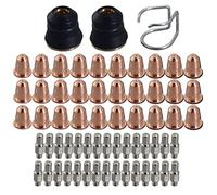 RIVERWELD Électrode au plasma PR0110 Pointe au plasma 0.65 PD0116-06 Guide d'écart CV0010 Chapeau de retenue de buse extérieure PC0116 Kit assorti pour torche coupe-plasma S45, 63 pièces