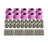 RIVERWELD Kit de consommables plasma SG-55/AG-60/WSD-60 Électrodes avec fil d'hafnium Buses 1,0mm 50A Capuchons céramiques en alumine Compatible CUT-60/LGK-60 Lot de 50 pièces