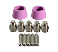 RIVERWELD Kit de consommables plasma SG-55/AG-60/WSD-60 Électrodes avec fil d'hafnium Buses 1,2mm 60A Capuchons céramiques en alumine Compatible CUT-60/LGK-60 Lot de 12 pièces