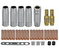 RIVERWELD MB15 15AK Lot de 33 embouts de contact M6 0,9 mm avec support diffuseur et bouclier pour torche de soudage MIG