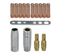 RIVERWELD MIG MAG Lot de 15 embouts de contact 0,6 mm M6 140.0008 et support diffuseur 002.0078 Buse de gaz conique 145.0075 Plaque 191.0001 pour torche de soudage MB15 15AK