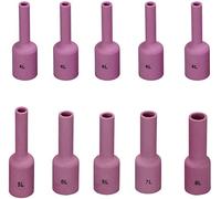 RIVERWELD Tasses céramiques à lentille de gaz TIG buses en alumine Longues 54N18L 4L, 54N17L 5L, 54N16L 6L, 54N15L 7L, 54N14L 8L pour QQ300 PTA DB SR WP 17 18 26 Torche de soudage TIG 10pcs