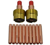 RIVERWELD TIG 995795S 13N24L Lot de 12 corps de serrage pour lentille à gaz Jumbo Grand diamètre Orifice 3,2 mm Convient aux torches de soudage TIG SR WP 9 20 25