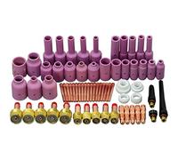 RIVERWELD TIG Jumbo lentille à gaz corps de serrage buse d'alumine tasses en céramique Kit de tailles assorties pour QQ300 PTA DB SR WP 17 18 26 torche de soudage TIG 67 pièces