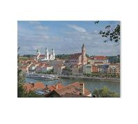 Rives du Danube, Passau，Peinture par Numéros Adultes et Enfants Débutants Peintures avec Cadre Comprend des Pinceaux et des Peintures Acryliques(50x60cm）-AE98