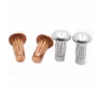 Rivet à tête plate, Rivets solides M2-M4 3-10mm cuivre aluminium laiton paquet de 10-100 pièces for plaque signalétique d'étiquette(5mm,Aluminum M2.5 100pcs)