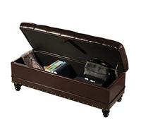 Rivet - Banc avec Compartiment de Rangement Tabouret Siège Banquette Pouf Bout de Canapé Chambre à Coucher Salon Intérieure Maison(Dark Brown,100 * 45 * 45cm)