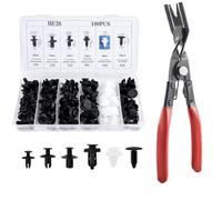 Rivet Clips Plastique, Clips Voiture,Clips de Retenue de Voiture,Clips d'Aile en Plastique,Retenue Vehicle Clips,avec Pince à Degrafer,Pince à Retirer les Clips de Panneau,Pince d'Extraction d'Agrafes