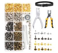 Rivet Cuir 360 Pièces 2 Tailles Double Rivet Goujons Tubulaires en Métal Rivets Couture Sac,Rivets Cuir avec 3 Pièces Outil de Fixation et Punch Pince pour Artisanat en Cuir DIY Rivets,4 Couleurs