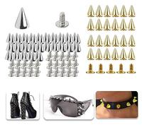 Rivet Cuir Set 200PCS,Rivets à Pointes Punk,Rivet Clou Vetement en Métal Tubulaire Spike Rivet Couture pour Cuir Craft Réparation De Décoration 7 * 10mm, (Or Argent)