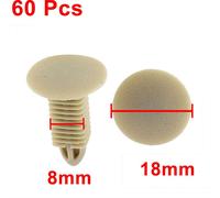 Rivet en plastique Clips poussoir porte de voiture Fastener garde-boue Trou 8mm x 7.5mm Beige 60 Pcs