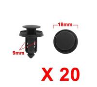 Rivet en plastique - SOURCING MAP - 9mm - Noir - 20 pièces