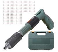 Rivet Gun Pistolet À Clous En Acier Avec Ronds 50/100/200 Pièces Defense Electrique Cloueur Riveter Pour Fixation Murale Au Plafond Avec Gants, Lunettes, Clés, Bouchons D'oreilles,200 Nails