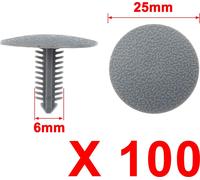 Rivet Plastique Aile Porte Voiture 6mm Trou Pousser agrafes retenue 100 pcs