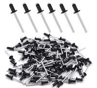 Rivet Pop Rivets Plaque Immatriculation Noir Aluminium pour Pince a Rivet 100 Pcs Rivets Aveugles Rivet 4.8 mm x 12 mm Rivet Inox Plein Alu Pop Tete Large pour Métal Bois Plastique (4.8 mm x 12 mm)