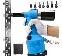 Riveteuse hydraulique pneumatique robuste, 7 buses, capacité de 19,1 kN, course réglable pour rivets M3 à M12