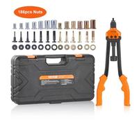 VEVOR Riveteuse Manuelle pour Écrou à Sertir 41 cm Pince à Insert Fileté avec 13 Mandrins 186 Écrous de 13 Tailles Outil à Riveter Bouton de Dérivetage Mallette Portable pour Automobile Bricolage