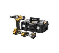 DEWALT Remachadora sin escobillas XR 18V 6,4 mm 2 baterías engomadas POWERSTACK compactas y Maletín TSTAK pour pros et bricoleurs, idéal pour assemblage résistant, norme technique