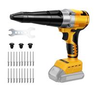 Riveteuse sans fil compatible avec Dewalt 20V batterie, Pistolet à riveter professionnelle sans balais avec lumière LED, 20 rivets, clé et 3 adaptateurs, pour métal, plastique et cuir (sans batterie)