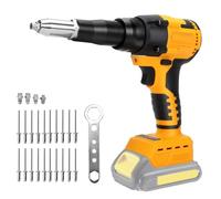 Riveteuse sans fil compatible avec Dewalt 20V batterie, Pistolet à riveter sans balais avec lumière LED, 20 rivets, 3 adaptateurs, Pince à rivets portable (sans batterie)