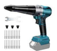 Riveteuse sans fil compatible avec Makita 18V batterie, Pistolet à riveter professionnelle sans balais avec lumière LED, 20 rivets, clé et 3 adaptateurs, pour métal, plastique et cuir (sans batterie)