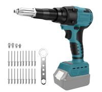 Riveteuse sans fil compatible avec Makita 18V batterie, Pistolet à riveter sans balais avec lumière LED, 20 rivets, 3 adaptateurs, Pince à rivets portable (sans batterie)