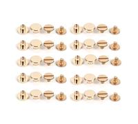 Rivets à clous en laiton massif, rivets à visser pour ceinture en cuir, dorés, 10 sets, diamètres 5/6,5/8 mm