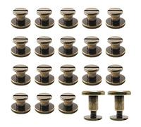Rivets à Tête Plate de Chicago,Rivets Tubulaires Tête Plate en Laiton,Bricolage Cuir Artisanal Métal Rivet,pour Ceintures en Cuir,Sacs à Main,Portefeuilles et Reliure 20 Paires 9x5mm Tokaneit