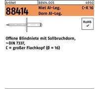 Rivets aveugles alu/alu tête plate K 16 4,8 x 13,5 S 250 pces