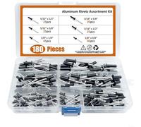 Rivets aveugles en aluminium dans un kit pratique de 180 pièces sur six tailles