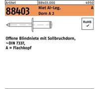 Rivets aveugles R 88403 tête plate 4 x 18 Rivet aluminium/mandrin A 2