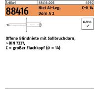 Rivets aveugles R 88416 grande tête plate 5 x 20 D.14mm Rivet aluminium/mandrin A 2
