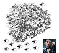 Rivets Carrés en Métal,100 Pièces Clous à Pyramide Pointus,Rivets Décoratifs Punk Argenté,Spikes Studs,pour DIY,Artisanat,Customisation de Manteaux et Gants