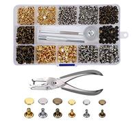 Rivets en Cuir 240 Ensemble 2 Tailles Double Rivet Goujons Tubulaires en Métal avec 3 Pièces Outil de Fixation et Punch Pince pour Artisanat en Cuir DIY Rivets de Remplacement 3 Couleurs