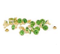 Rivets en strass à Base dorée de 8mm, 400 ensembles de Rivets en verre, cristaux multicolores, clous en diamant for l'artisanat du cuir, bricolage(Peridot)
