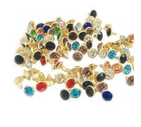 Rivets en strass à Base dorée de 8mm, 400 ensembles de Rivets en verre, cristaux multicolores, clous en diamant for l'artisanat du cuir, bricolage(Mix Color)