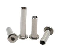 Rivets for tête creuse hexagonale plate en acier inoxydable 304 for meubles M3 M4 M5 M6 M8, insert de connecteur fileté, manchon de joint, écrou borgne(Length 50mm,M6 2pcs)