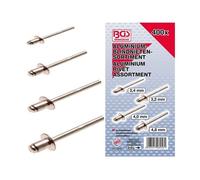 Rivets pop aluminium - BGS TECHNIC - Assortiment 400 pièces - Tailles 2,4-4,8 mm - Longueur 6 mm - Poids 530 g