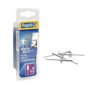 Rapid – Rivets aveugles XL Ø4 x 10 mm aluminium – Tête extra-large – 50 pièces avec foret