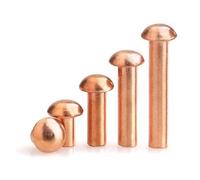 Rivets solides à tête ronde en cuivre, Rivets en cuivre à tête bombée, cylindrique, GB867, frapper la main, lot de 8, tailles M1,5 M8(14mm,M2.5 (40 Pieces))