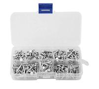 Rivets Solides Aluminium à Tête Plate Multi-Tailles M3 4/5/6/8/10/12/16 mm 400pcs pour DIY Réparation Fabrication