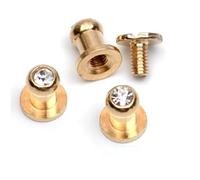Rivets strass 120 ensembles/lot A pierre de verre diamant strass 5 * 7 * 8mm rivets à vis en laiton bouton artisanat en cuir for chaussures d'artisanat en cuir(Gold)