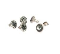 Rivets Strass 300 Ensembles 6mm Gris/Noir Diamant Verre Cristal Strass Rivets Cuir Rivet Base en Métal Argenté for Chaussures d'Artisanat en Cuir